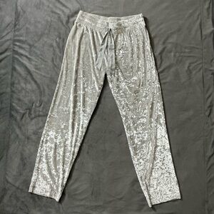 Victoria's Secret Silver Gray Velvet Lounge Flowy Y2K PJ Pants